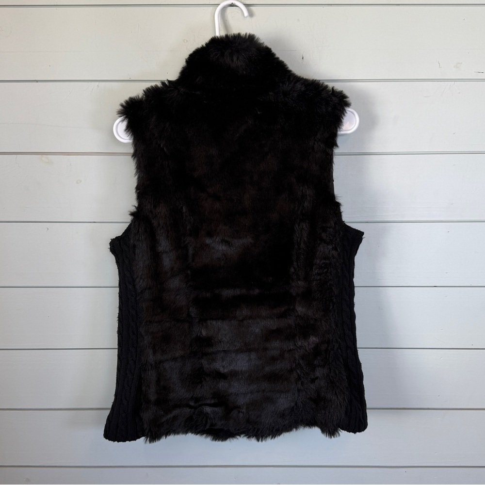 Cavalini black faux fur vest full zip women's size large - Picture 3 of 5